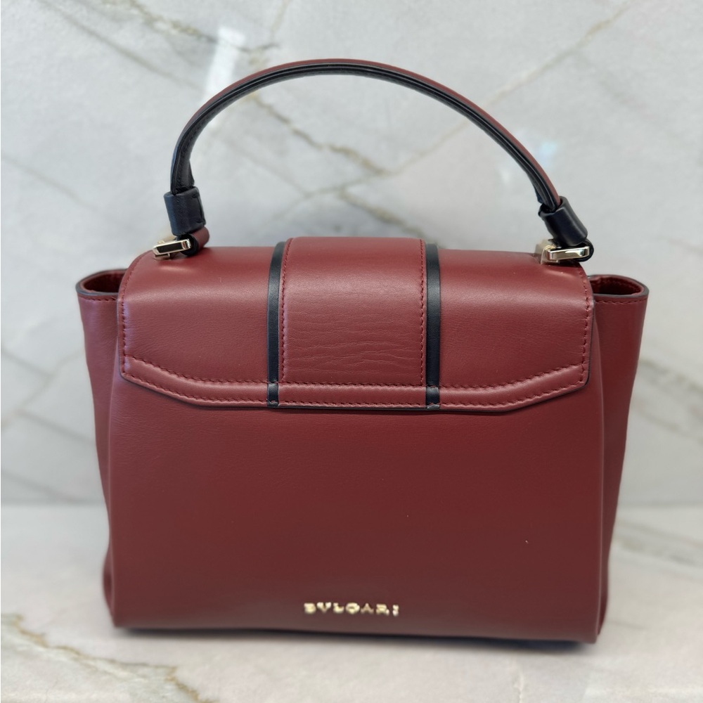 Bvlgari Burgundy/Black Leather Serpenti Viper Crossbody Shoulder Handbag - Picture 5 of 17